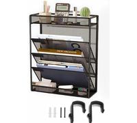 Teppd-Organiseur Mural En Maille À 5 Niveaux, 3 Poches Verticales À Suspendre Avec Plateau Supérieur/Inférieur 2 Crochets Support Mural Et Suspension De Porte Pour Bureau Et Maison