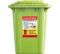 Teppd-P028 Lot De 2 Autocollants Pour Poubelle Biologique ¿ Tri Sélectif Résistant Aux Intempéries ¿ Éliminer Correctement Les Déchets Biologiques ¿ Éviter Les Amendes ¿ Allemand/Anglais (Variante 3