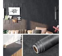 Teppd-Papier Peint Adhesif Mural Noir Mat 40cmx5m Imperméable Revêtement Plan De Travail Adhésif Cuisine Béton Anthracite Rouleau Adhesif Pour Meuble Cuisine Papier Peint Noir Uni Salon Chambre