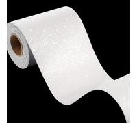 Teppd-Papier Peint Autocollant Blanc Pailleté Rouleau Adhesif Decoratif Mural Bordure De Papier Peint Frise Murale Adhesive Blanc Brillant Stickers Muraux Frises Autocollantes Décoratives 10cmx5m