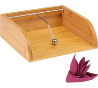 Teppd-Porte-Serviettes/Distributeur , Poids En Acier Inoxydable, 33 X 33 Cm - Serviettes Pliées En 1/4, Dimensions : 21,5 X 20 X 7 Cm, Bambou/Acier Inoxydable, Tapas + Friends, Brun/Argent, 69942270