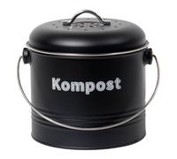 Teppd-Poubelle Bio De Cuisine 3,5 L, Poubelle Bio Anti-Odeurs Avec Filtres À Charbon Actif, Seau À Compost En Métal, Déchets Biologiques Rétro (Noir)