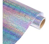 Teppd-Rouleau De Vinyle Adhésif Permanent Holographique Scintillant Pour Loisirs Créatifs, 30,5 Cm X 1,8 M, Argenté Holographique