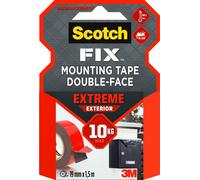 Teppd-Scotch-Fix Ruban Adhésif Double Face De Fixation Extrême Pour Extérieur, 19 Mm X 1,5 M - Pour Un Usage Extérieur Extrême, Avec La Technologie Avancée 3m, Noir