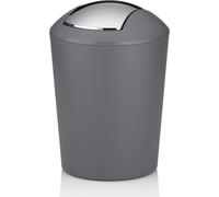 Teppd-Seau À Couvercle Basculant Gris, Seau À Cosmétique 5l Avec Couvercle Basculant, Plastique, Marta, Poubelle Salle De Bain Gris Mat