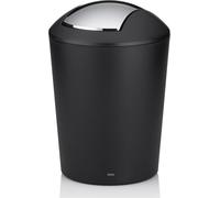 Teppd-Seau À Couvercle Basculant Noir, Seau À Cosmétique 5l Avec Couvercle Basculant, Plastique, Marta, Poubelle Salle De Bains Noir Mat