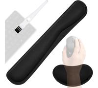 TEPPD-Set 2 Pièces Repose Poignets Clavier & Souris avec Brosse Mousse Mémoire Design Ergonomique Anti-Dérapant Lavable - pour Télétravail/Bureau/Gaming (Noir)