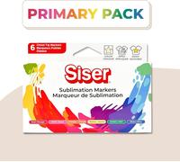 Teppd-Siser Marqueurs Sublimatiques - Primary Pack. Lot De 6 Marqueurs À Pointe Ronde, Fine Et Ciseau Polyvalents Et Compatibles Avec Les Traceurs Siser Juliet Et Romeo, Via Le Porte-Marqueur Inclus.