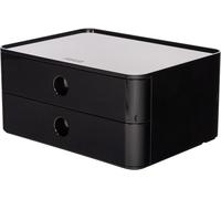 Teppd-Smart-Box Allison \U2013 Boîte De Rangement Design Compacte Avec 2 Tiroirs, Ultra Brillante Et De Qualité Supérieure, Noir, 1120-13