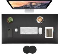 TEPPD-SMART Sous Main Bureau 80 x 40cm - Tapis de Bureau, Tapis de Souris - Èquipement de Bureau, Protection de Bureau - Similicuir, Double Face, Noir