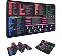 TEPPD-Sous-main de bureau grand format avec raccourcis Excel et raccourcis clavier \u2013 Tapis de souris de bureau imperméable antidérapant, bords cousus pour Word/Outlook/PowerPoint (Rose B) (bleu)