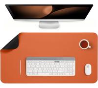 TEPPD-Sous-main, Tapis de Bureau Antidérapant Double Face Sous Main bureau Cuir Bloc-notes de Bureau étanche pour le Bureau et la Maison(Noir Orange, 33 x 60 cm)
