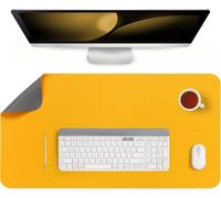 TEPPD-Sous-main, Tapis de Bureau Antidérapant Double Face Sous Main bureau Cuir Bloc-notes de Bureau étanche pour le Bureau et la Maison(Gris Jaune, 33 x 60 cm)
