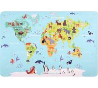 TEPPD-Sous-mains cuir PU, Tapis de souris Grand, Sous-main de bureau enfants bleus - Carte animée continents/océans, Tapis de bureau pour le bureau et la maison(60 x 40 cm)