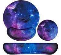 TEPPD-Tapis de souris 3 en 1, Tapis souris Ergonomique avec Coussin en Gel + Repose-Poignets clavier + Sous-verres Antidérapants avec mousse à mémoire de forme pour Bureau/Gaming/Portable