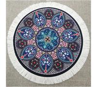 TEPPD-Tapis de souris Mini tapis créatif en tapis oriental motif tissu textile petit tapis de souris avec pompons en coton tapis de souris accessoires d'ordinateur sous-verre 28 x 18 cm rond 27#