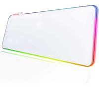 TEPPD-Tapis de souris RGB Gaming LED grand blanc antidérapant en caoutchouc XL XXL pour Gamer 800 x 300 mm W1-1