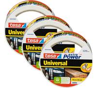 Teppd-Tesa Extra Power Universal Ruban Adhésif Toile - Tenue Extra Forte - Duct Tape Pour Les Réparations, La Fixation, L'étanchéité Et Plus Encore - Blanc - 3 Rouleau - 10 M X 50 Mm