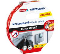Teppd-Tesa Powerbond Ultra Strong Ruban Adhésif De Montage Double Face Extra Fort ¿ Adhésif Puissant Pour La Fixation D'objets Sans Percer ¿ 5 M X 19 Mm