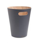 Teppd-Woodrow Poubelle Ou Corbeille À Papier Moderne En Bois D'une Capacité De 7.5 L Pour Salle De Bain. Bureau. Et Bien Plus Encore. Hêtre Commun. Naturel/Anthracite