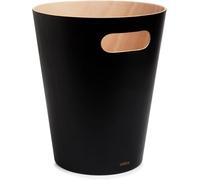 Teppd-Woodrow Poubelle Ou Corbeille À Papier Moderne En Bois D'une Capacité De 7.5 L Pour Salle De Bain. Bureau. Et Bien Plus Encore. Hêtre Commun. Noir/Naturel