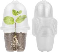 Teppe-10 Pieces Pot Semis Set, Pots De Fleurs En Plastique Transparent Avec Dôme Couvercle, Petit Récipient De Pépinière Souple, Pour La Plantation Intérieure, Extérieure, Jardin, Balcon, Etc