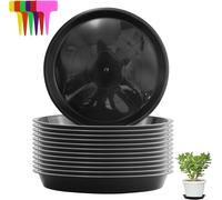 Teppe-12 Pièces Coupelle Pot De Fleur Soucoupe Pot Fleur Plastique Soucoupes Pots De Fleurs (24cm) Avec 12 Étiquettes Sous Pot De Fleur Rond Dessous De Verre Pour Plantes D'intérieur Et D'extérieur
