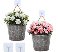 TEPPE-2 Pièces Pots de Fleurs à Suspendre, Jardinières Murales Porte-jardinière Semi-Circulaire Pots de Fleurs à Suspendre Rétro Métal avec 4 Crochet, Décoration Murale pour Intérieur Balcon