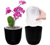 Teppe-2pack Pot Pour Orchid¿¿Es Transparent, 14,7 Cm Pot De Fleur Int¿¿Rieur, Bac ¿¿ R¿¿Serve D'eau Pour Plante Int¿¿Rieur, Double Couche Auto-Irrigation Avec Circulation D'air Optimale¿¿Noir Pur¿¿
