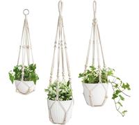 Teppe-3 Pack Cintres En Macramé Intérieur Panier Suspendu Pour Jardinière Support De Pot De Fleur Corde De Coton With Beads No Tassels, 58cm/73cm/89cm