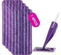 Teppe-4 Pcs Lingettes Reutilisable Pour Swiffer Wetjet, Chiffons Rechange Serpillières En Microfibre Pour Swiffer Wetjet Balai Spray, Lingette Microfibre, Tampons De Nettoyage Pour Sol Sec Ou Humide