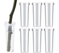 TEPPE-6 pcs Tubes à Eau pour Fleurs avec Couvercle, 10,8x3,6 cm Grands Tube en Verre pour Fleur en Plastique, Tube à Fleurs Arrangement de Coupe d'Asclépiade pour Fleurs Fraîches (Transparent)