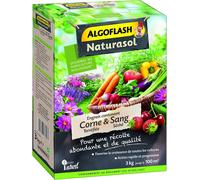Teppe-Algoflash Naturasol Engrais Contenant De La Corne Torréfiée Et Sang Séché, Jusqu'à 100m², 3 Kg, Acornbio3, Vert