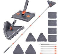 Teppe-Balai À Franges Avec Raclette, Pour Nettoyer Les Murs Et Les Plinthes Avec Manche Long De 200 Cm Et 8 Tampons De Rechange Pour Nettoyer Les Murs, Les Coins, Le Sol, Les Fenêtres