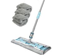 Teppe-Balai Serpillère, Nouvelle Articulation Métallique Fiable, Rotation 360°, Manche Télescopique En Acier, 3pcs Doubles Côtés En Microfibre, Pour Stratifiés, Carrelages Et Plinthes (Argent)