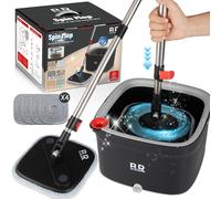 Teppe-Ensemble De Seaux Si Mo 360° Avec Essoreuse Et 4 Tampons En Microfibre Avec Poignée Télescopique Pré-Ajustée Avec Séchage Si, Microfibre, Nettoyage De La Maison, Nettoyage Du Sol