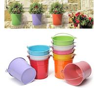 TEPPE-KAHEIGN 12 Pièces Mini Pots de Fleurs Suspendus en Métal, 6cm Pots de Fleurs Seau à Fleurs Suspendu avec Poignée Amovible pour Balcon Clôture Jardin Décor à la Maison (12 Couleurs)