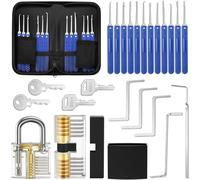 Teppe-Kit De Crochetage Serrure 17 Pièces, [Beginner Friendly] Lock Picking Kit Outils De D¿Entraînement Avec 2 Serrure Transparente Cadenas, Manuel D'instruction Pour Serruriers Débutant Et Pro