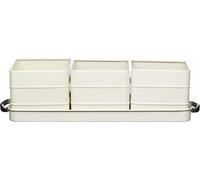 TEPPE-Kitchencraft Living Nostalgia Set de Pots à Herbes D'Intérieur en Métal et Plateau, 40 X 12 X 10,5 cm - Crème Antique