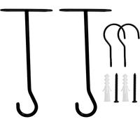 Teppe-Lot De 2 Crochets De Plafond Suspension Murale En Métal Avec 4pcs Vis Et Tube D'expansion, 2pcs Crochets En Métal Pour Lanternes, Pots De Fleurs, Carillons À Vent (Noir)