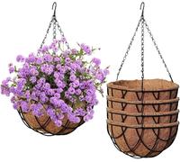 TEPPE-Lot de 4 Pots de Fleurs à Suspendre, Suspendus en Coco avec chaîne en métal pour Plantes d'intérieur et d'extérieur (20 cm de diamètre)