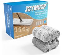 Teppe-Lot De 4 Tampons De Nettoyage Plats En Microfibre Lavables Pour Balai À Franges - Gris Et Rayures