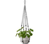 TEPPE-Macrame Plant Hangers Indoor Hanging Planter Basket with Wood Beads Decorative Flower Pot Holder No Tassels for Indoor Outdoor Home Decor 89cm, Grey