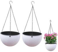 TEPPE-Panier De Fleurs à Suspendre, 2 Pièces Jardinières Suspendues, Pots De Fleurs Suspendus, avec Trous De Drainage Et Bouchons, pour Intérieur Extérieur Plafonds Balcons Décoration Murale Blanc M