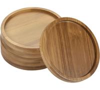 TEPPE-Plante Pot Soucoupe 6 Coffret 10cm OD Bambou Rond Fleurs égouttement Plateau pour Internes