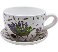 Teppe-Pot De Fleurs Avec Poignée En Céramique, Motif Lavande, 20 X 15 X 12 Cm.