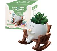 TEPPE-Pot de fleurs mignon avec motif smiley pour intérieur et extérieur, chaise à bascule unique pour plantes grasses vivant avec trou de drainage, idée cadeau pour maman et Noël (taille S)