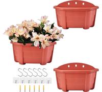 Teppe-Pots De Fleurs En Plastique À Suspendre Au Mur - Style Rétro - 24,9 Cm - Pour Balcon, Clôture, Jardin, Extérieur Et Intérieur - Rouge Brique