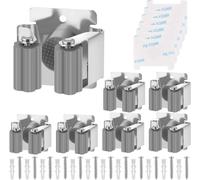 Teppe-Support Balai Mural À Franges, 6 Pièces Accroche Balai Mural, À Usage Intensif, Porte Balais Mural, Range Outils De Jardin Cuisine Garage De Bain Gris