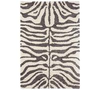 Teppich Boss Tapis Shaggy à Poils Longs - Motif zèbre - Crème/Gris - 200 x 290 cm